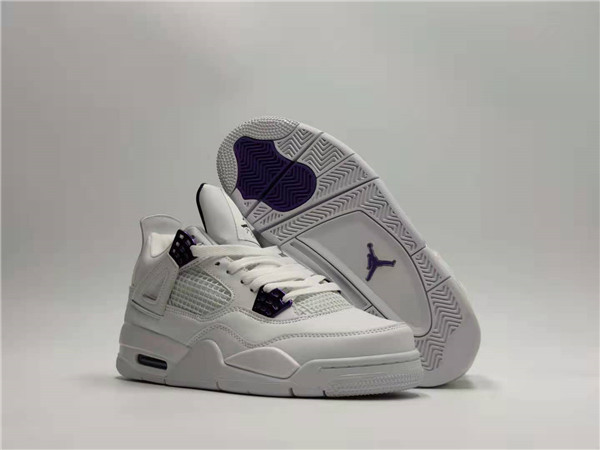 Men's Hot Sale Running weapon Air Jordan 4 White/Purple Shoes 098